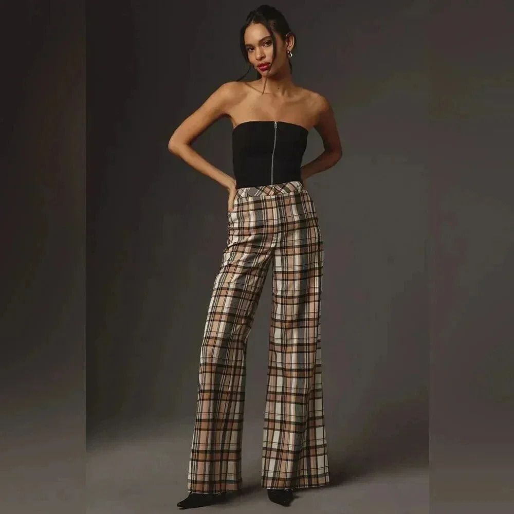 Maeve Flowy Wide-Leg Trousers - Neutral Motif - Size 6 Tall (NWT!) - Picture 2 of 12